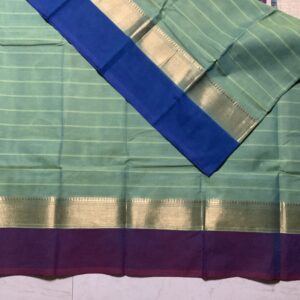 Teal with Purple and Blue Ganga Yamuna Zari Border - Bharatanatyam Practice Saree