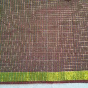 Manthulir Zari Checks with Gold Border- Mangalgiri Bharatanatyam Practice Saree