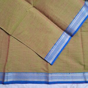 Manthulir Green with Copper Sulphate Blue Diamond and Thilakam Border- Mangalgiri Bharatanatyam Practice Saree