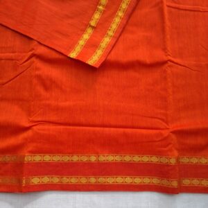 Bright Orange with Double Pett Zari Border - Kalyani Cotton Bharatanatyam Practice Saree