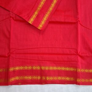 Coral Pink with Double Pett Zari Border - Kalyani Cotton Bharatanatyam Practice Saree