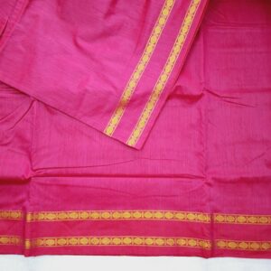 Dark Pink with Double Pett Zari Border - Kalyani Cotton Bharatanatyam Practice Saree