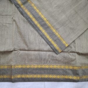 Grey with Double Pett Zari Border - Kalyani Cotton Bharatanatyam Practice Saree