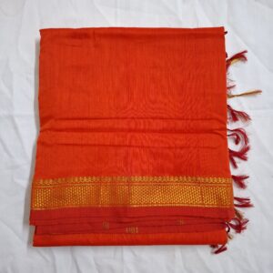 Orange with Honeycomb Zari Border - Kalyani Cotton Bharatanatyam Practice Saree