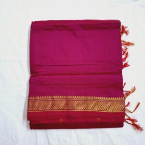 Rani Pink with Honeycomb Zari Border - Kalyani Cotton Bharatanatyam Practice Saree