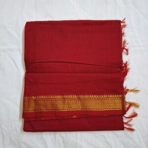 Kumkum Red with Honeycomb Zari Border - Kalyani Cotton Bharatanatyam Practice Saree