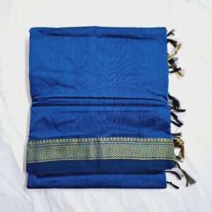 Peacock Blue with Honeycomb Zari Border - Kalyani Cotton Bharatanatyam Practice Saree