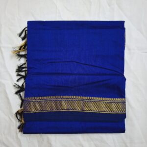 Royal Blue with Honeycomb Zari Border - Kalyani Cotton Bharatanatyam Practice Saree
