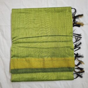 Morekozhambu Green with Honeycomb Zari Border - Kalyani Cotton Bharatanatyam Practice Saree