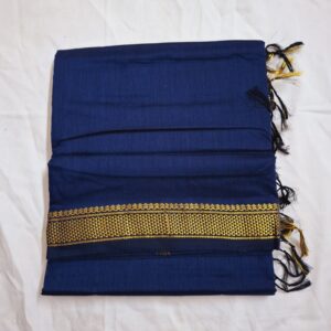 Navy Blue with Honeycomb Zari Border - Kalyani Cotton Bharatanatyam Practice Saree