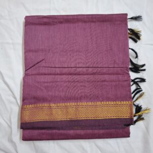 Dark Onion Pink (Kheva) with Honeycomb Zari Border - Kalyani Cotton Bharatanatyam Practice Saree