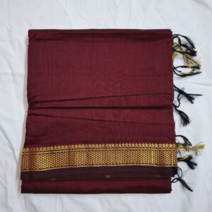 Brown with Honeycomb Zari Border - Kalyani Cotton Bharatanatyam Practice Saree