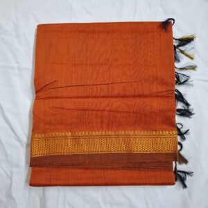 Burnt Orange with Honeycomb Zari Border - Kalyani Cotton Bharatanatyam Practice Saree