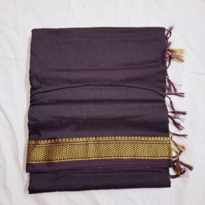 Dark Jamun with Honeycomb Zari Border - Kalyani Cotton Bharatanatyam Practice Saree