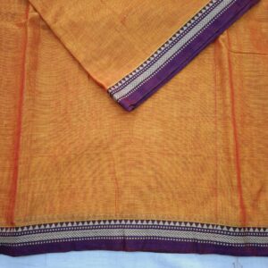 Orange with Purple Border - Narayanpet Bharatanatyam Practice Saree