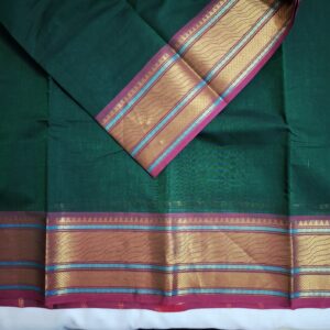 Green with Pink Zari Border - Bharatanatyam Practice Saree