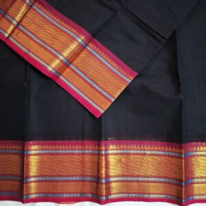 Black with Pink Zari Border - Bharatanatyam Practice Saree