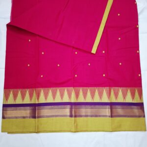 Hot Pink with Parrot Green Thazhampoo Zari Border - Bharatanatyam Practice Saree