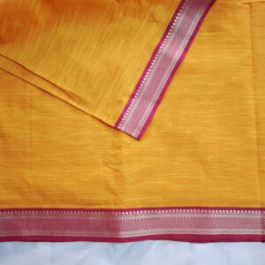Yellow with Pink Diamond and Thilakam Border- Mangalgiri Bharatanatyam Practice Saree