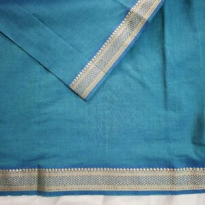 Light Peacock Blue-Green Diamond and Thilakam Border- Mangalgiri Bharatanatyam Practice Saree
