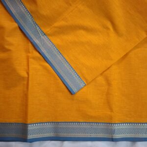 Yellow with Blue Diamond and Thilakam Border- Mangalgiri Bharatanatyam Practice Saree